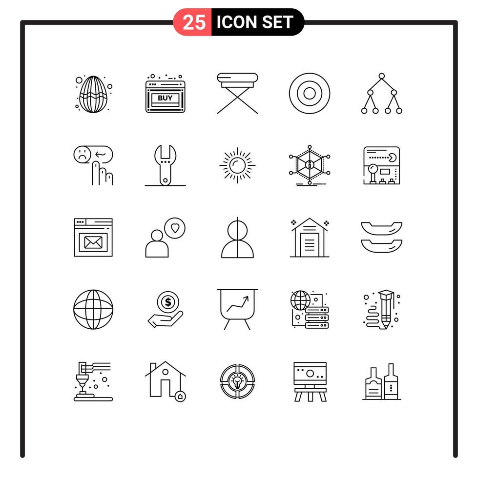 Set of 25 Commercial Lines pack for link symbolism web sign seat Editable Vector Design Elements