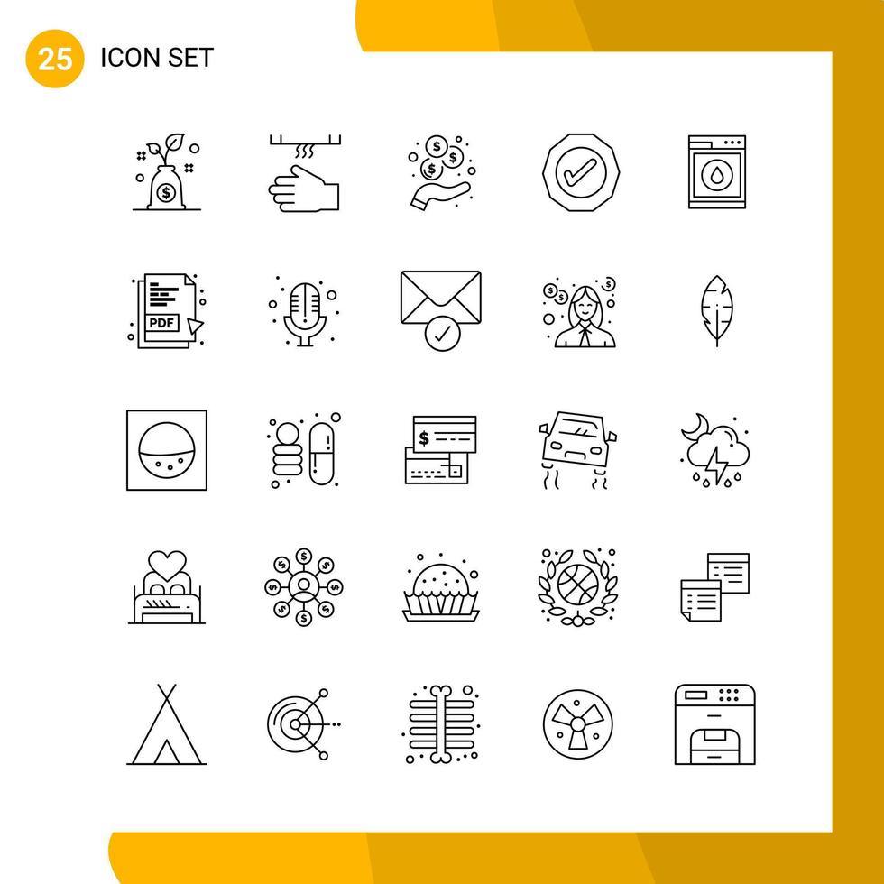 25 Icon Set Line Style Icon Pack Outline Symbols isolated on White Backgound for Responsive Website Designing vector