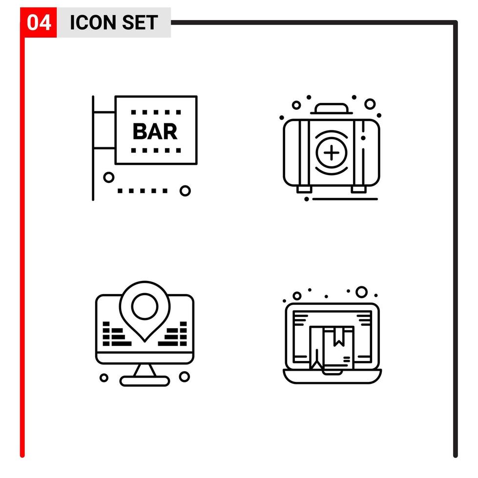 4 General Icons for website design print and mobile apps 4 Outline Symbols Signs Isolated on White Background 4 Icon Pack vector