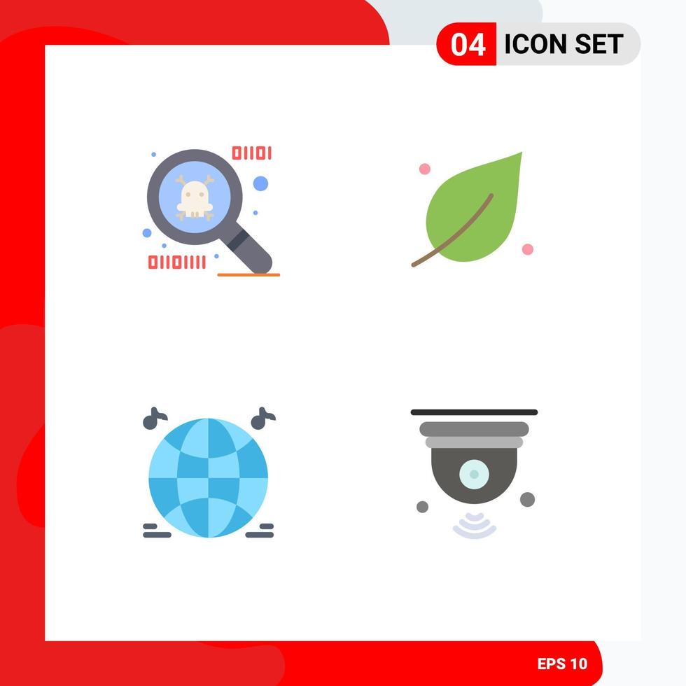 Pictogram Set of 4 Simple Flat Icons of spy ware internet nature music iot Editable Vector Design Elements