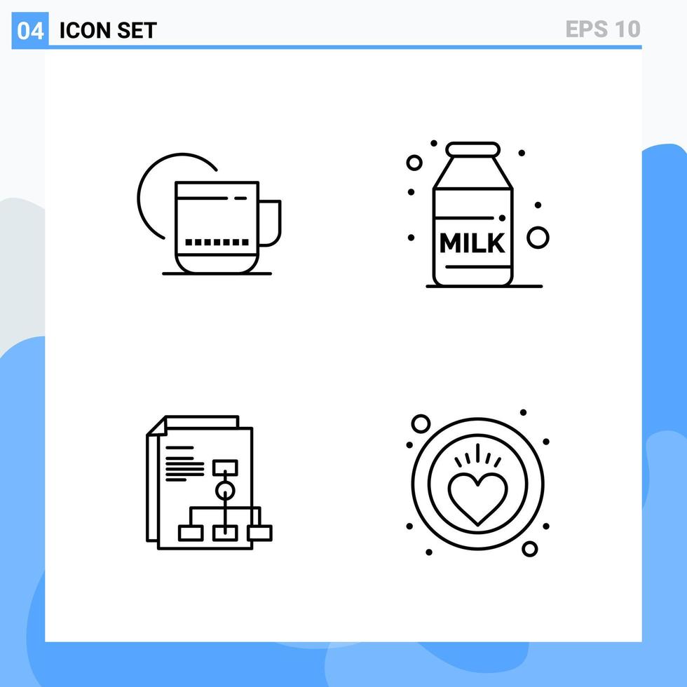 iconos de estilo moderno de 4 líneas delinean símbolos para uso general signo de icono de línea creativa aislado en fondo blanco paquete de 4 iconos vector