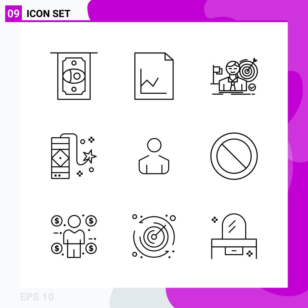 paquete de conjunto de iconos de línea de 9 iconos de contorno aislados en fondo blanco para impresión web y móvil vector