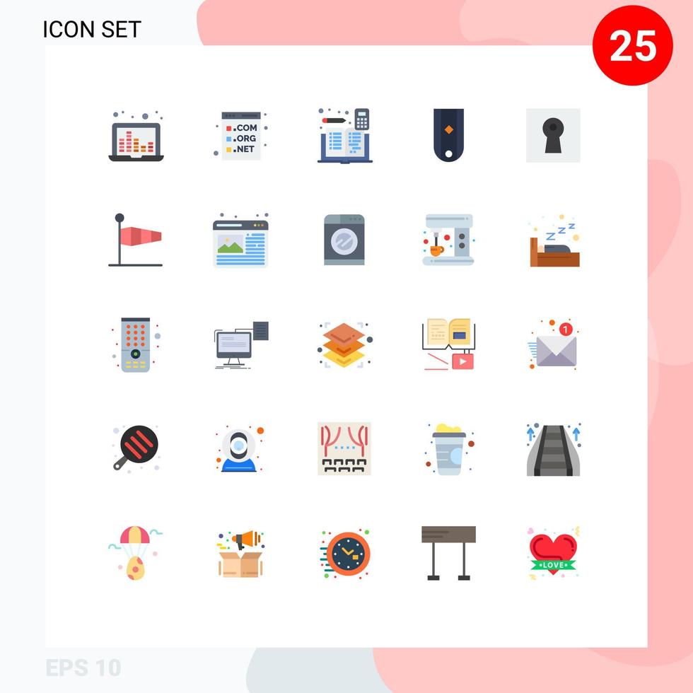 grupo de 25 signos y símbolos de colores planos para una programación de insignias cuentas de diamantes elementos de diseño vectorial editables vector