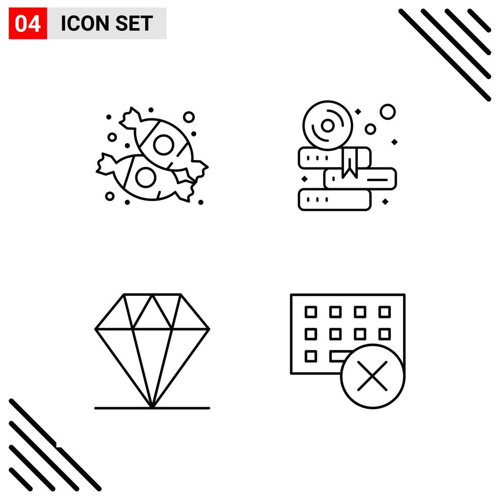 conjunto perfecto de píxeles de iconos de 4 líneas conjunto de iconos de esquema para el diseño de sitios web y la interfaz de aplicaciones móviles vector