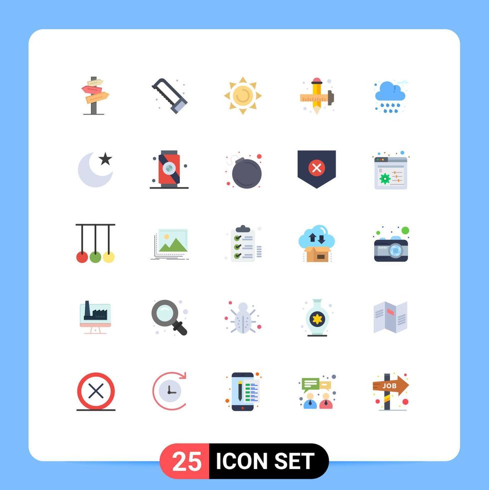 Universal Icon Symbols Group of 25 Modern Flat Colors of cloud graphic beach drawing design Editable Vector Design Elements