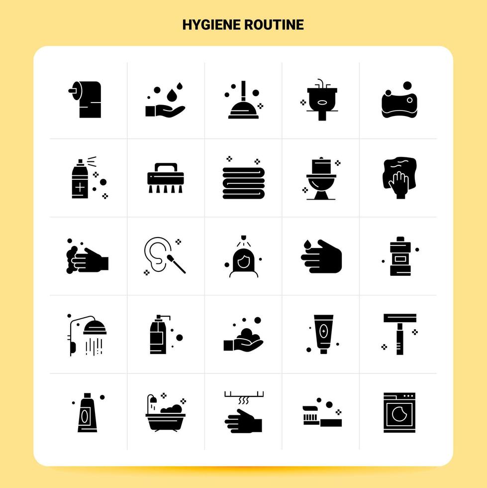 Solid 25 Hygiene Routine Icon set Vector Glyph Style Design Black Icons Set Web and Mobile Business ideas design Vector Illustration