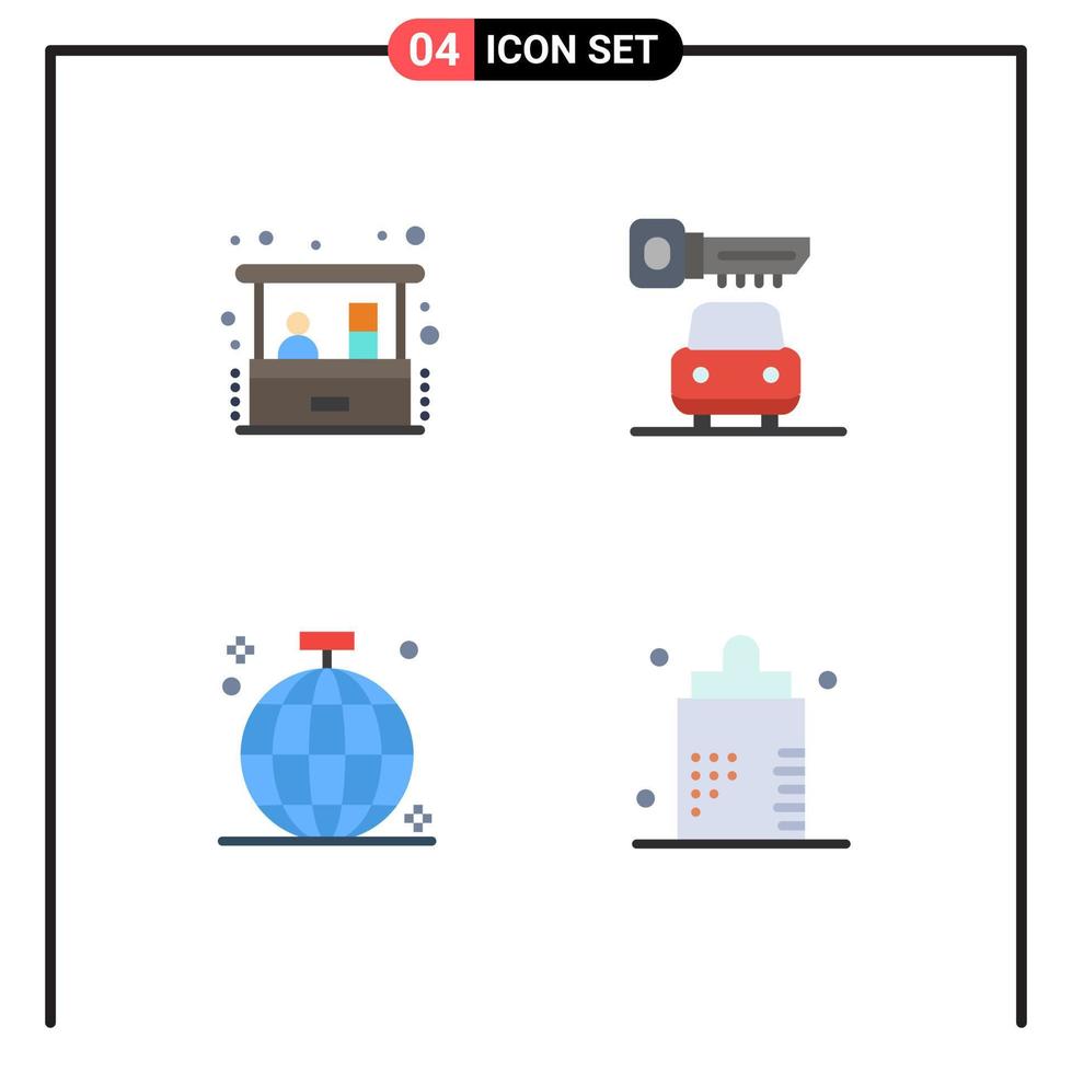 Mobile Interface Flat Icon Set of 4 Pictograms of investment club small business security party Editable Vector Design Elements