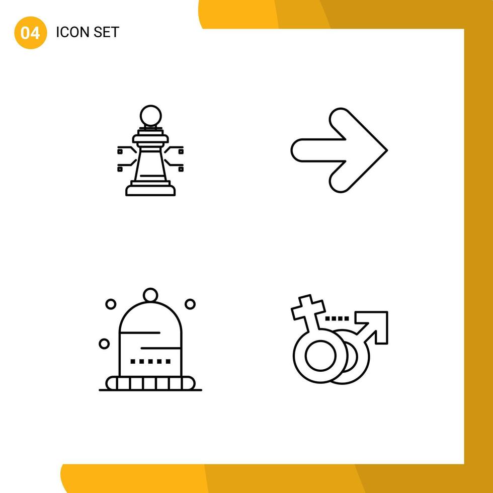 Pictogram Set of 4 Simple Filledline Flat Colors of chess hat game arrows winter Editable Vector Design Elements