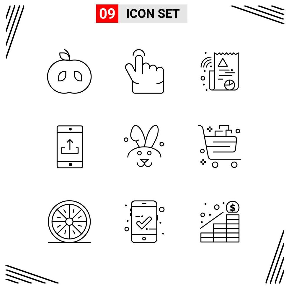 9 iconos estilo de línea cuadrícula basada en símbolos de contorno creativo para el diseño de sitios web signos de icono de línea simple aislados en fondo blanco 9 conjunto de iconos vector