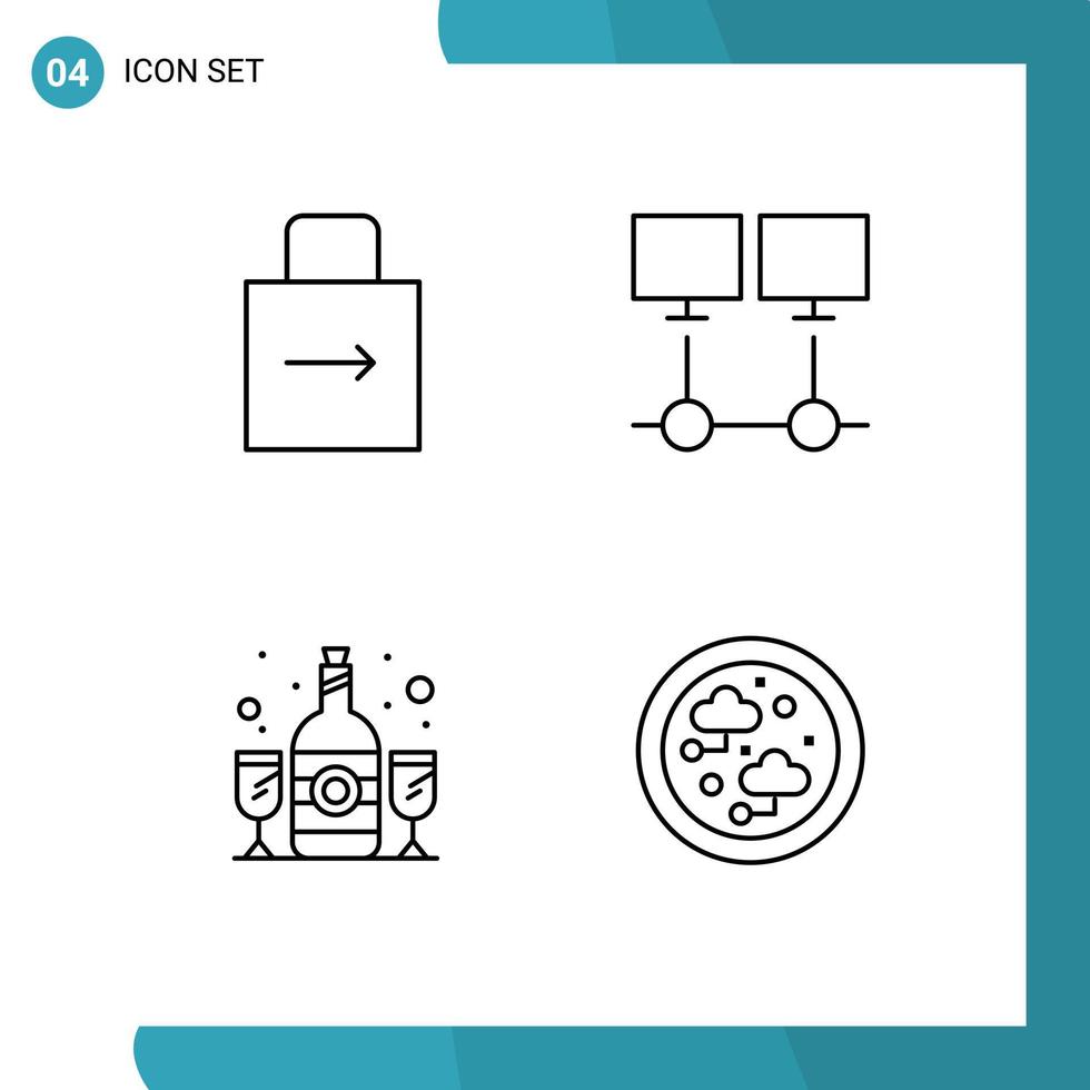 4 iconos creativos signos y símbolos modernos del servidor de flecha protegen elementos de diseño vectorial editables de vidrio de conexión vector