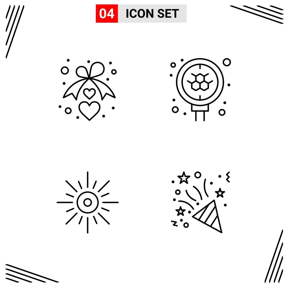 4 Icons Line Style Grid Based Creative Outline Symbols for Website Design Simple Line Icon Signs Isolated on White Background 4 Icon Set vector