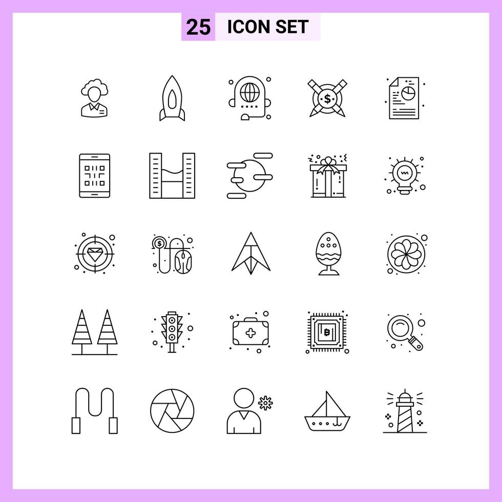 25 Icons in Line Style Outline Symbols on White Background Creative Vector Signs for Web mobile and Print