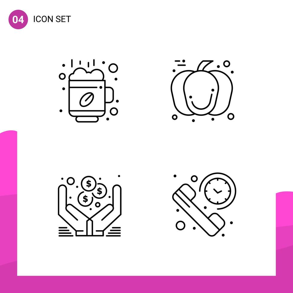 Outline Icon set Pack of 4 Line Icons isolated on White Background for responsive Website Design Print and Mobile Applications vector