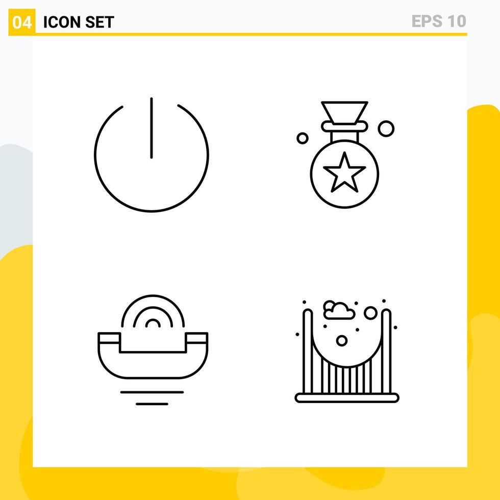 Collection of 4 Universal Line Icons Icon Set for Web and Mobile vector