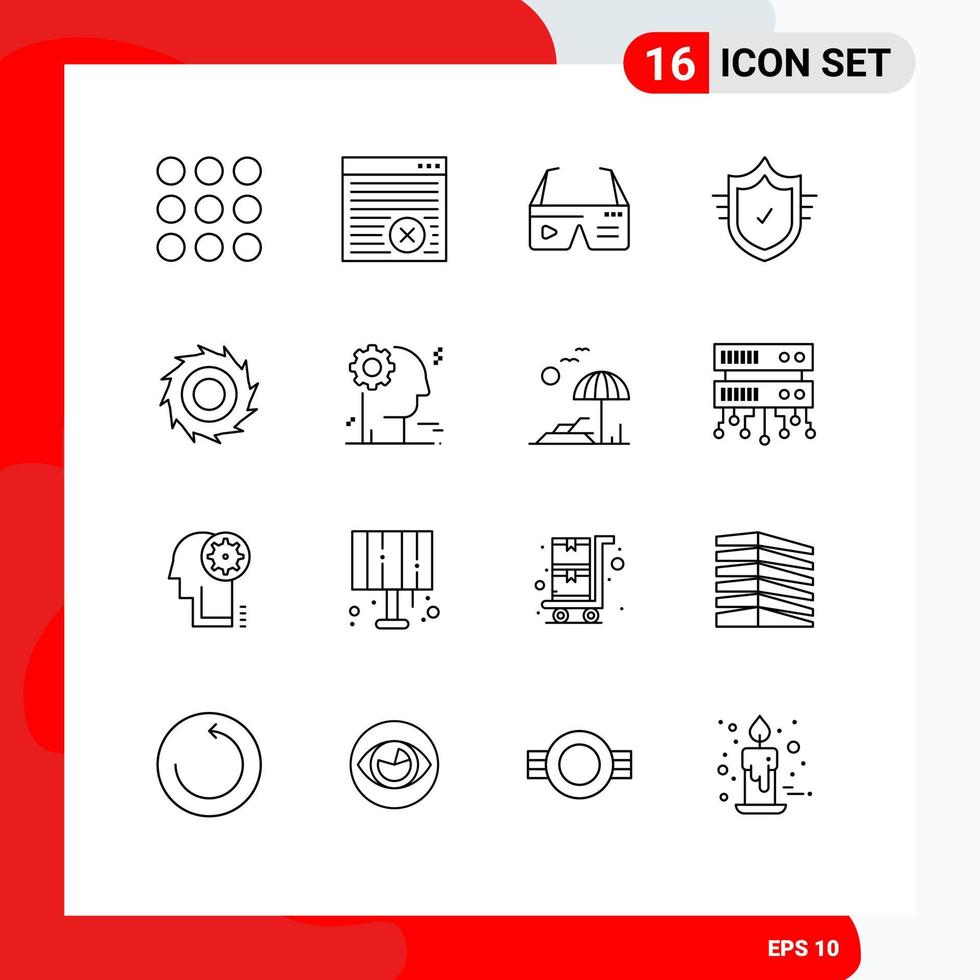 Pictogram Set of 16 Simple Outlines of blades tick computing secure check Editable Vector Design Elements