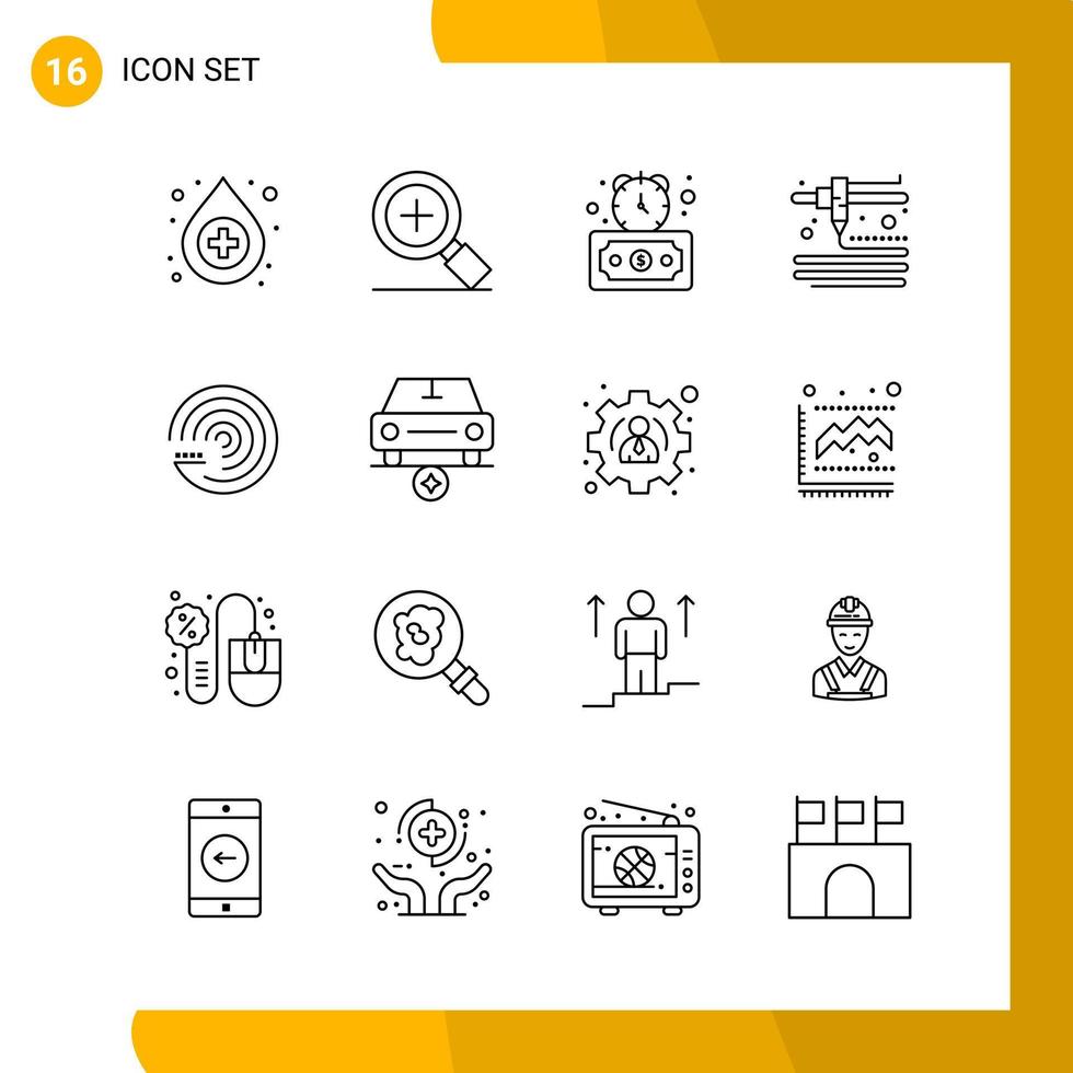 16 Icon Set Line Style Icon Pack Outline Symbols isolated on White Backgound for Responsive Website Designing vector