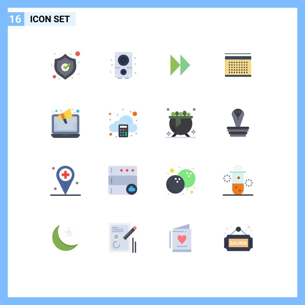 16 Creative Icons Modern Signs and Symbols of online ads forward holidays vecation Editable Pack of Creative Vector Design Elements