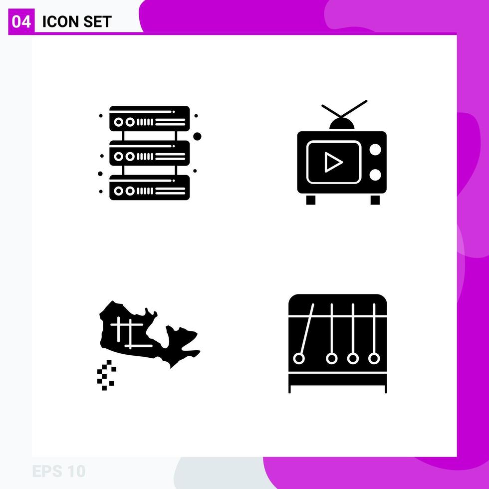 Solid Icon set Pack of 4 Glyph Icons isolated on White Background for Web Print and Mobile vector