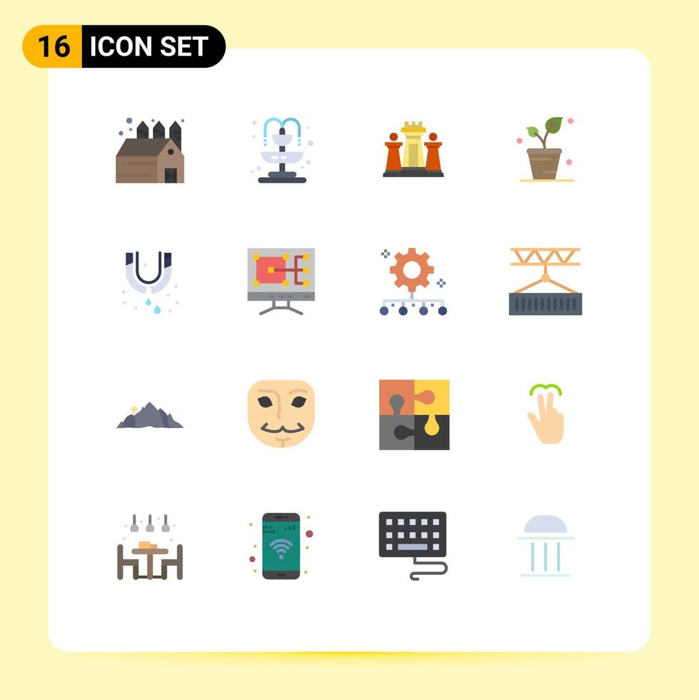 Universal Icon Symbols Group of 16 Modern Flat Colors of plumber leak strategy nature ecology Editable Pack of Creative Vector Design Elements