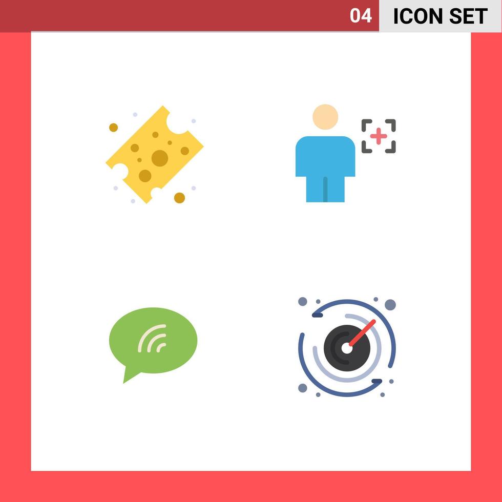 Universal Icon Symbols Group of 4 Modern Flat Icons of cheese chat avatar image sand Editable Vector Design Elements