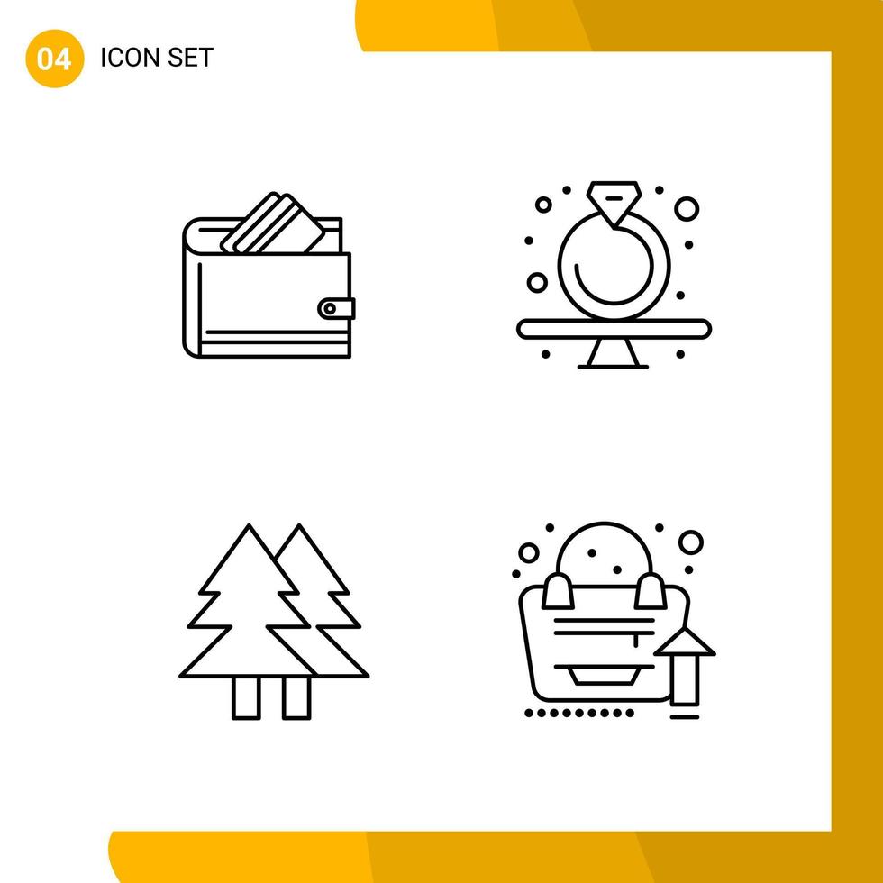 4 Icon Set Line Style Icon Pack Outline Symbols isolated on White Backgound for Responsive Website Designing vector