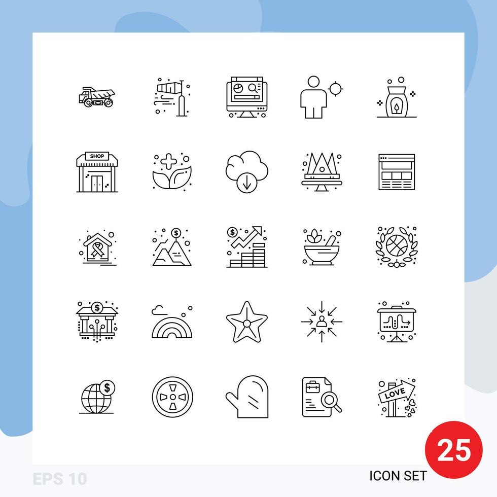 25 Thematic Vector Lines and Editable Symbols of aroma location storm human avatar Editable Vector Design Elements