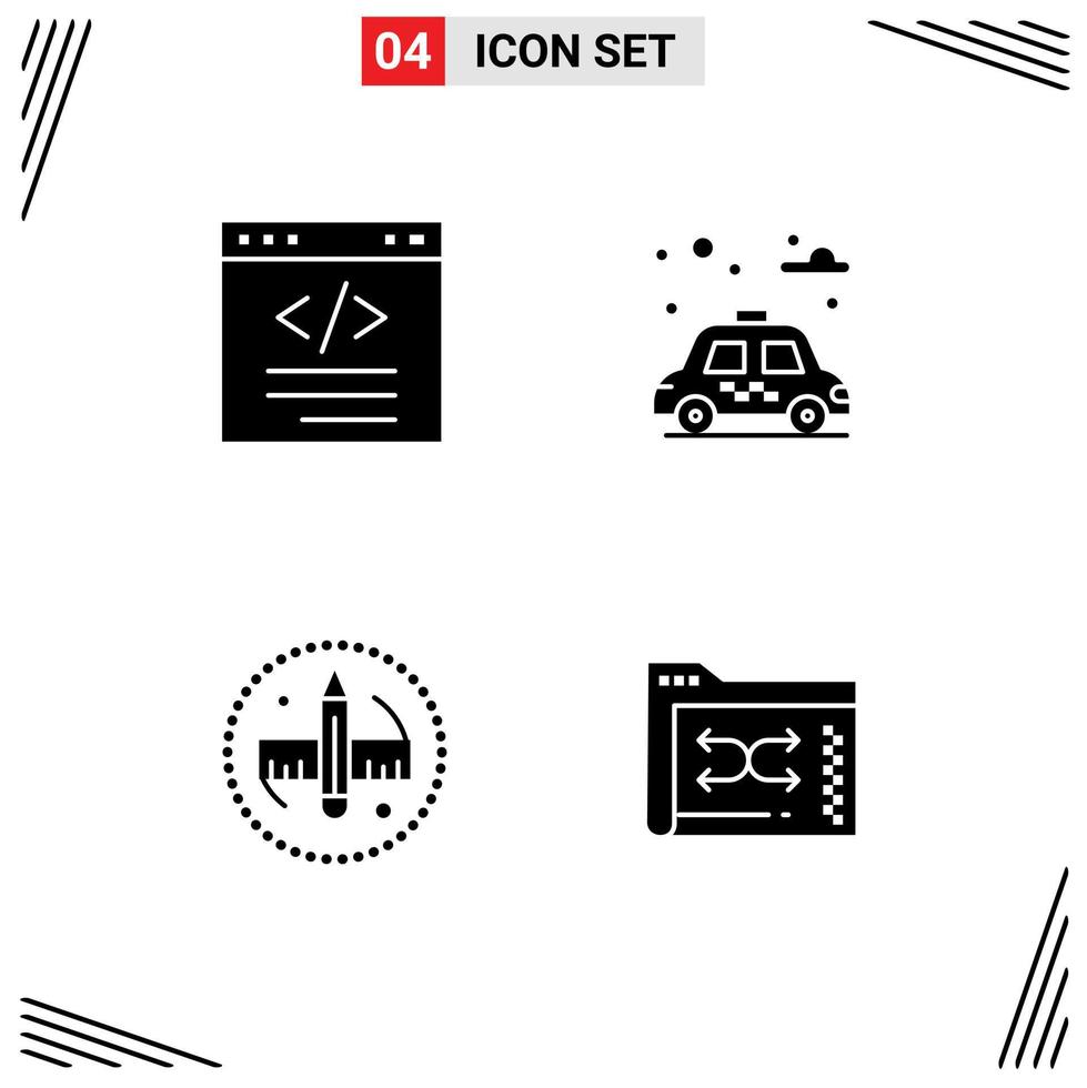 Thematic Vector Solid Glyphs and Editable Symbols of browser pencil html park tool Editable Vector Design Elements