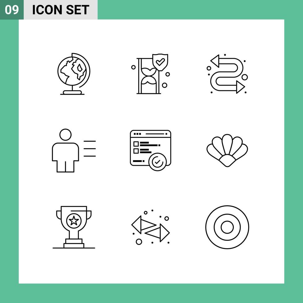 Mobile Interface Outline Set of 9 Pictograms of speed human arrows details avatar Editable Vector Design Elements