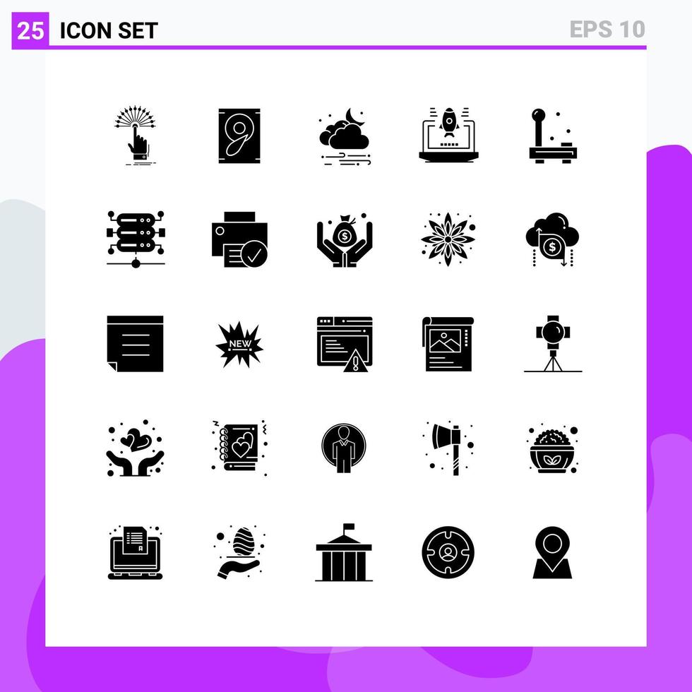 Stock Vector Icon Pack of 25 Line Signs and Symbols for electric laptop weather rocket cloud Editable Vector Design Elements