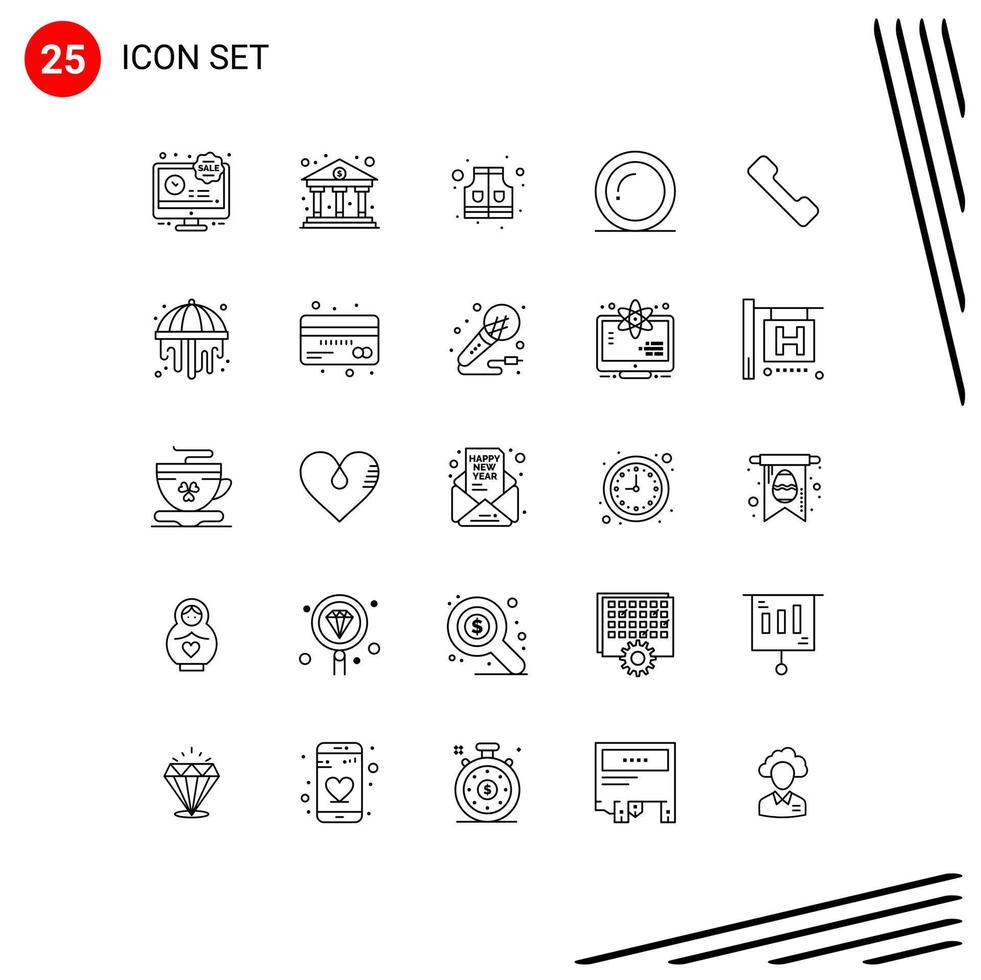 Pack of 25 creative Lines of mobile telephone jacket giving food Editable Vector Design Elements