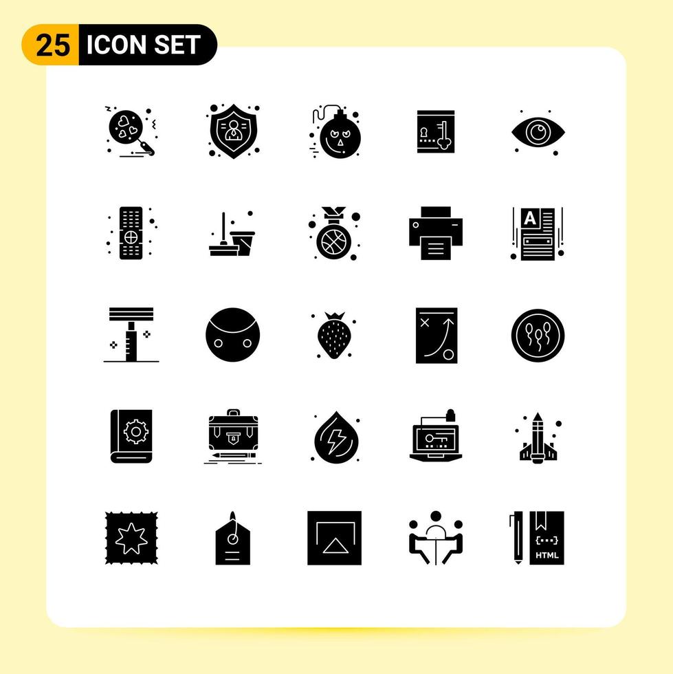 Set of 25 Modern UI Icons Symbols Signs for eyes eye halloween key locker Editable Vector Design Elements