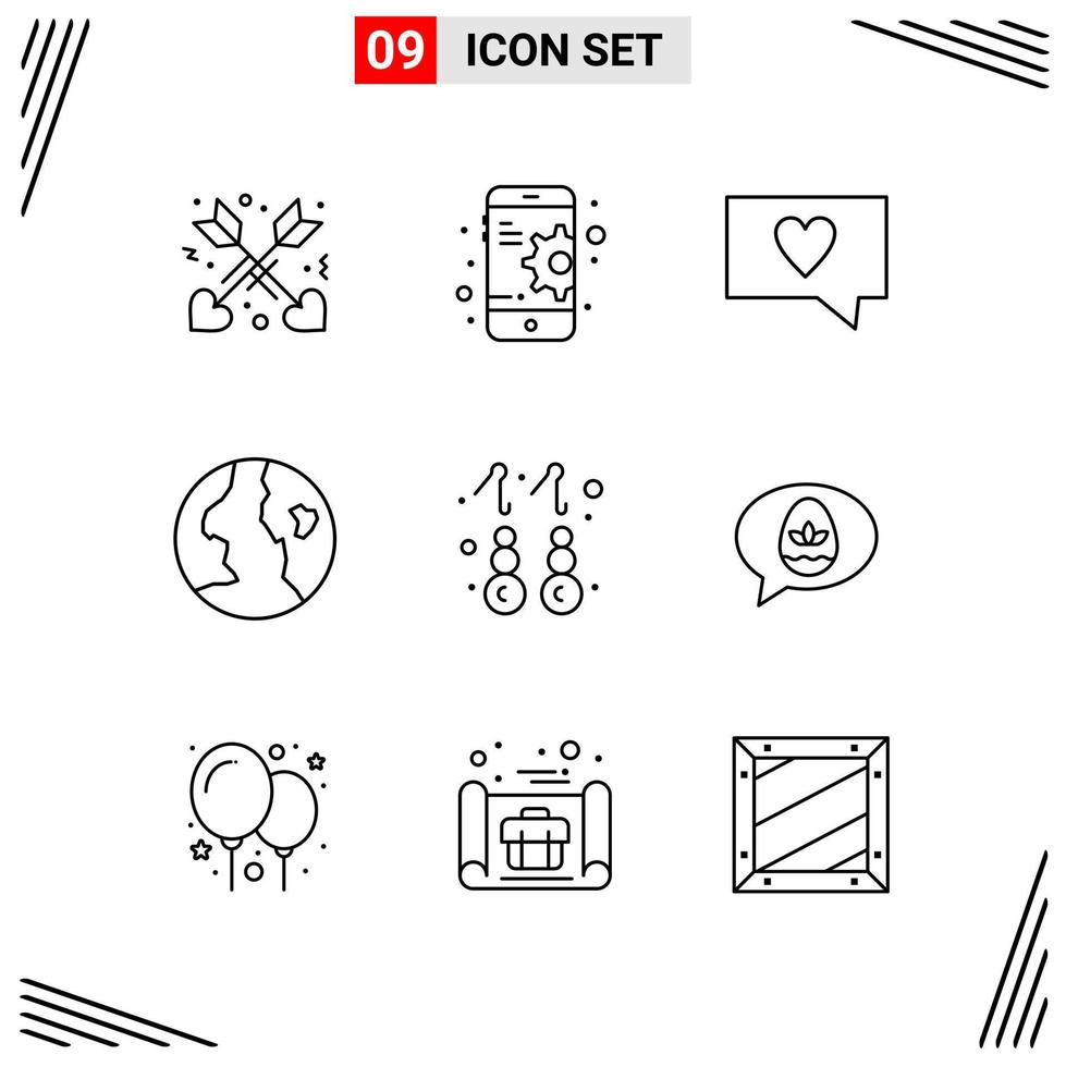 9 iconos estilo de línea cuadrícula basada en símbolos de contorno creativo para el diseño de sitios web signos de icono de línea simple aislados en fondo blanco 9 conjunto de iconos vector