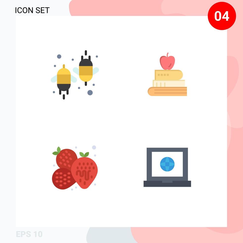 User Interface Pack of 4 Basic Flat Icons of agriculture pineapple ecology pen fruit Editable Vector Design Elements