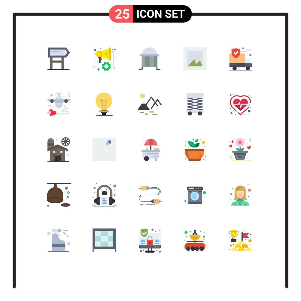 Pictogram Set of 25 Simple Flat Colors of protection photo architecture layout institute Editable Vector Design Elements