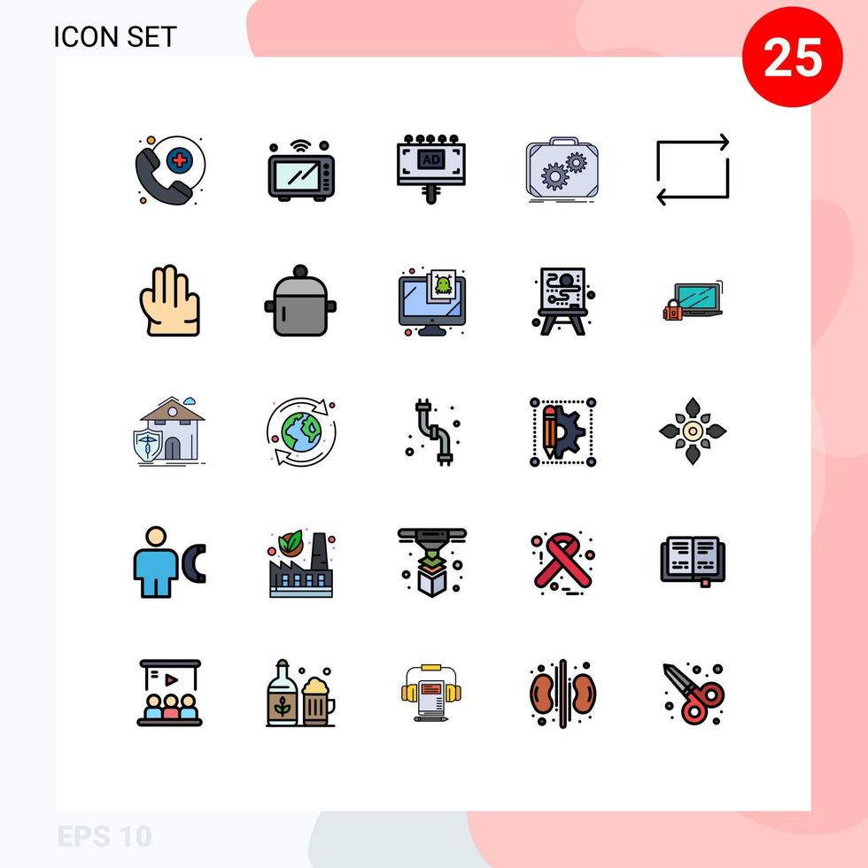 25 Creative Icons Modern Signs and Symbols of arrow progress ad production briefcase Editable Vector Design Elements