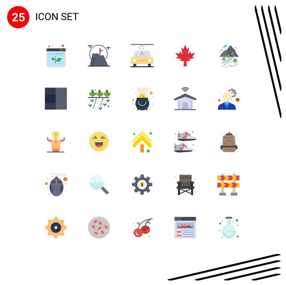 Paquete de 25 colores planos de interfaz de usuario de signos y símbolos modernos de elementos de diseño vectorial editables de hojas de rocas de montaña vector