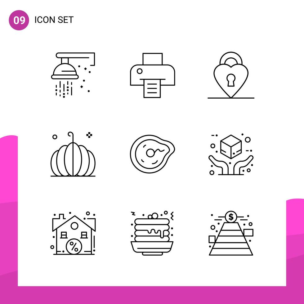 Outline Icon set Pack of 9 Line Icons isolated on White Background for responsive Website Design Print and Mobile Applications vector