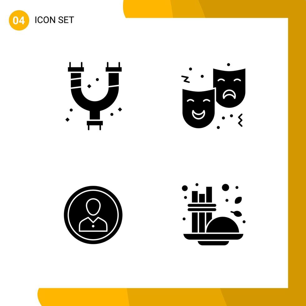 4 Icon Set Solid Style Icon Pack Glyph Symbols isolated on White Backgound for Responsive Website Designing vector