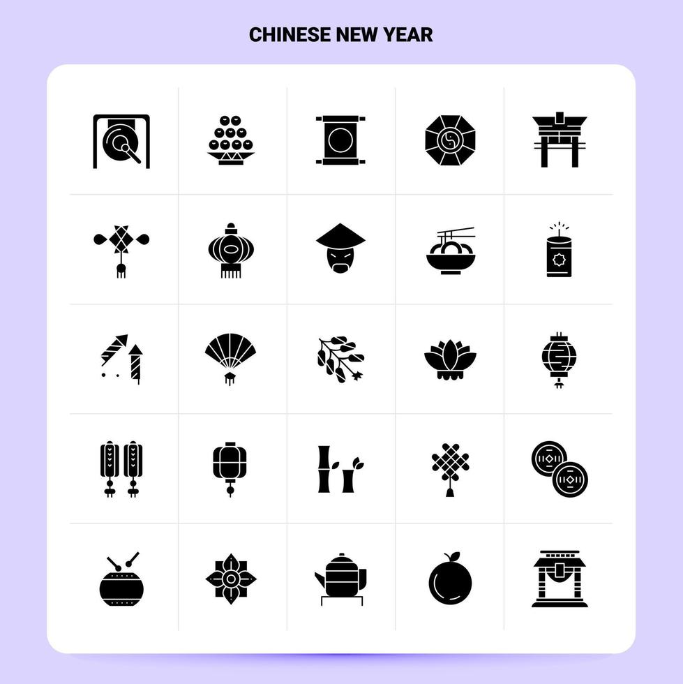 sólido 25 conjunto de iconos de año nuevo chino diseño de estilo de glifo vectorial conjunto de iconos negros diseño de ideas de negocios web y móviles ilustración vectorial vector