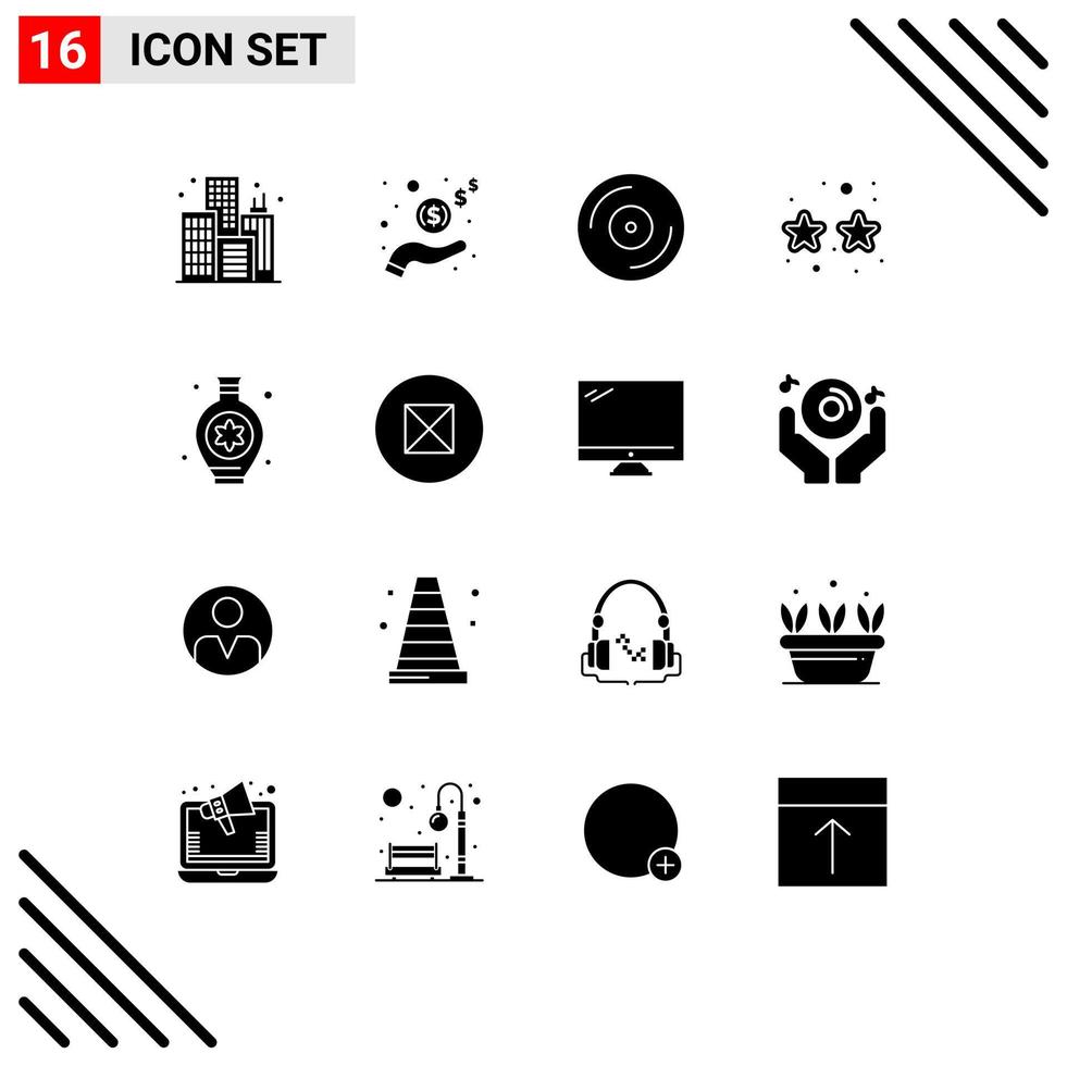 Solid Glyph Pack of 16 Universal Symbols of hobbies party dj mardi gras carnival Editable Vector Design Elements