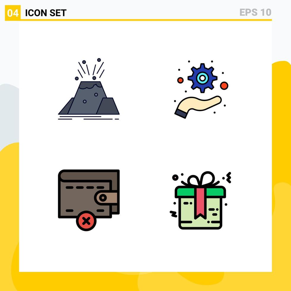 Universal Icon Symbols Group of 4 Modern Filledline Flat Colors of disaster money alert optimization bow Editable Vector Design Elements