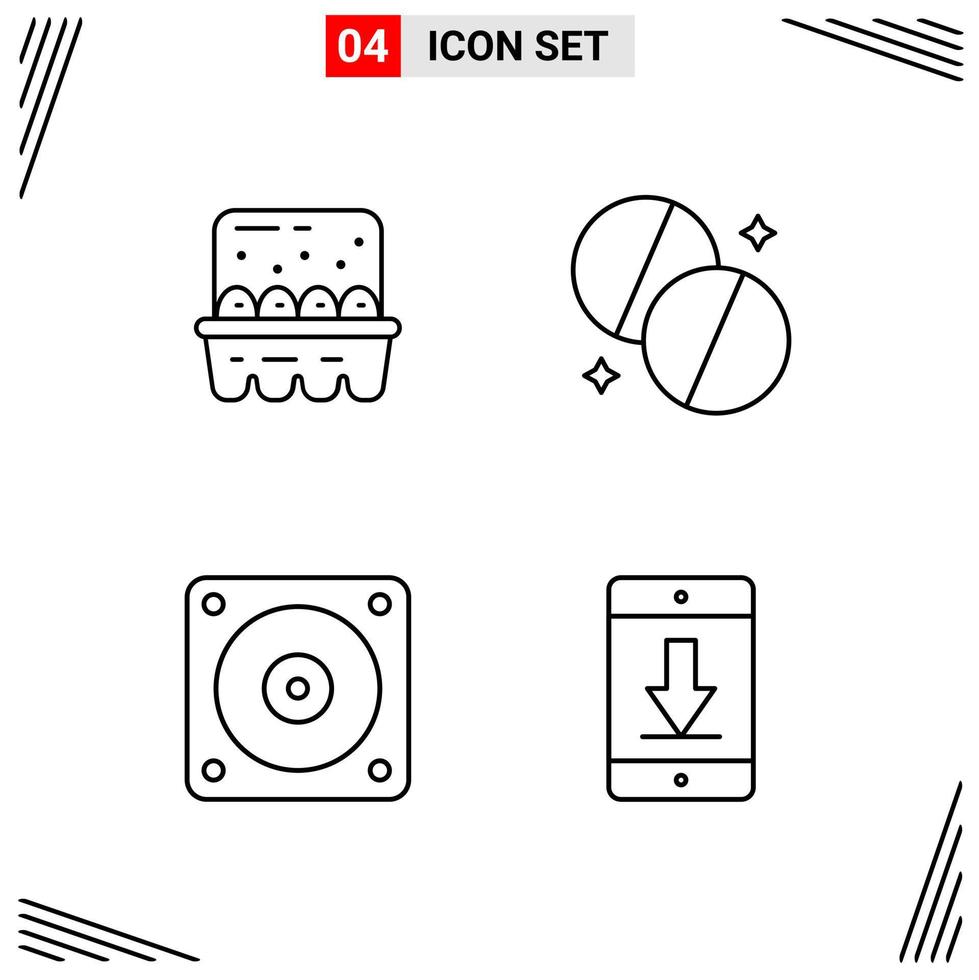 4 Icons Line Style Grid Based Creative Outline Symbols for Website Design Simple Line Icon Signs Isolated on White Background 4 Icon Set vector