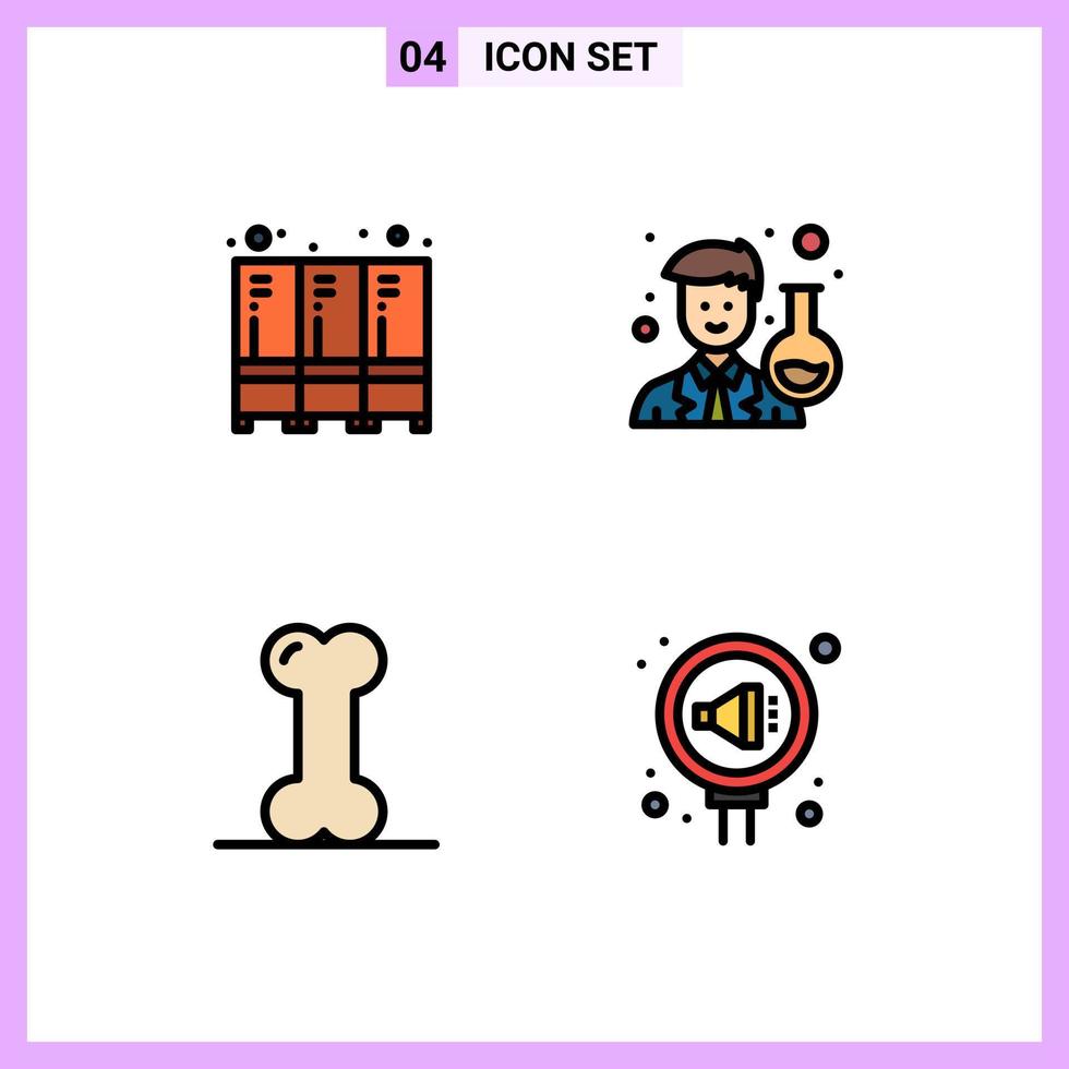 Set of 4 Modern UI Icons Symbols Signs for security health storage man joints Editable Vector Design Elements