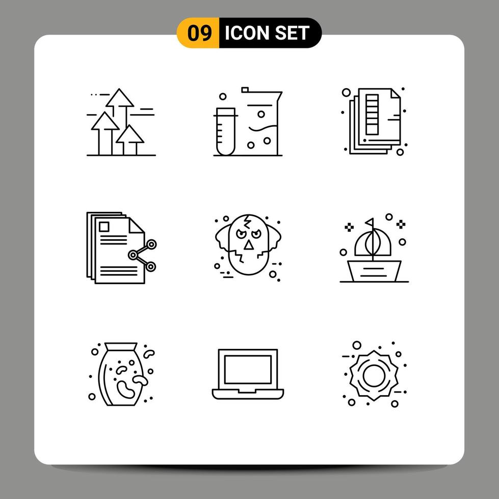 Set of 9 Commercial Outlines pack for share files science content print Editable Vector Design Elements