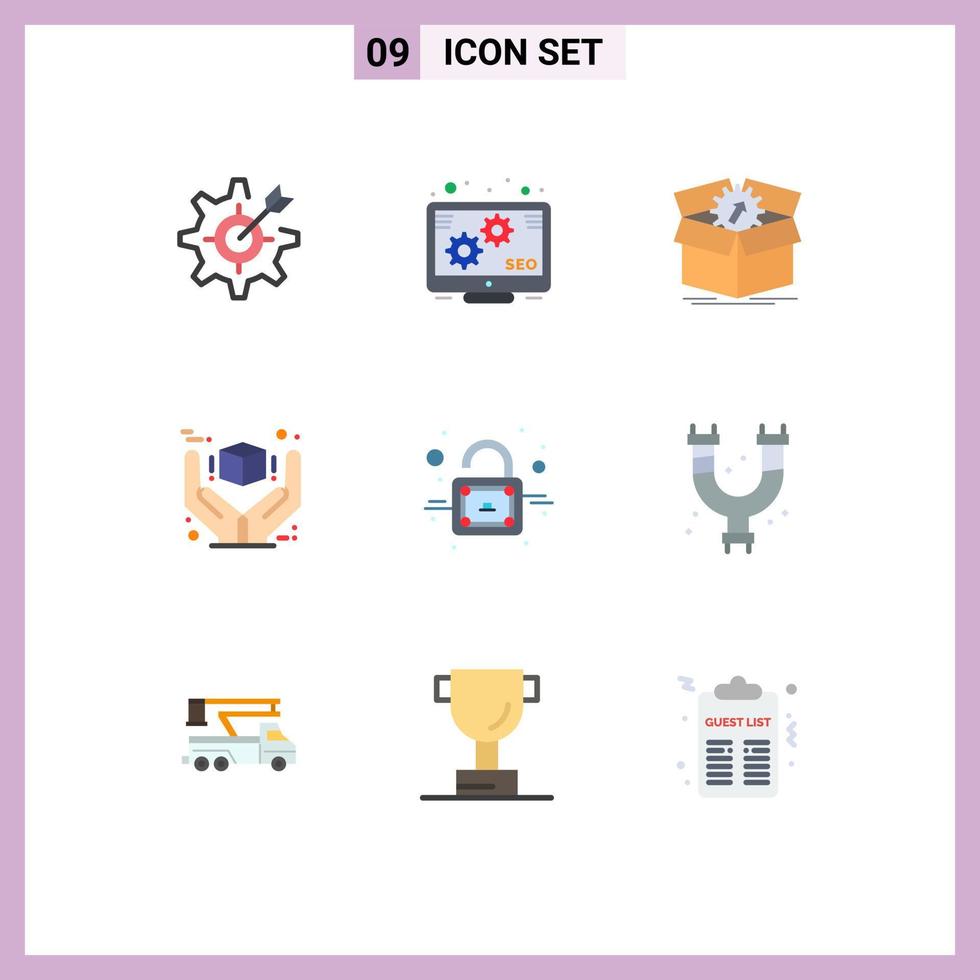 conjunto de 9 iconos modernos de la interfaz de usuario signos de símbolos para el producto gran carga mejor trabajo elementos de diseño vectorial editables vector