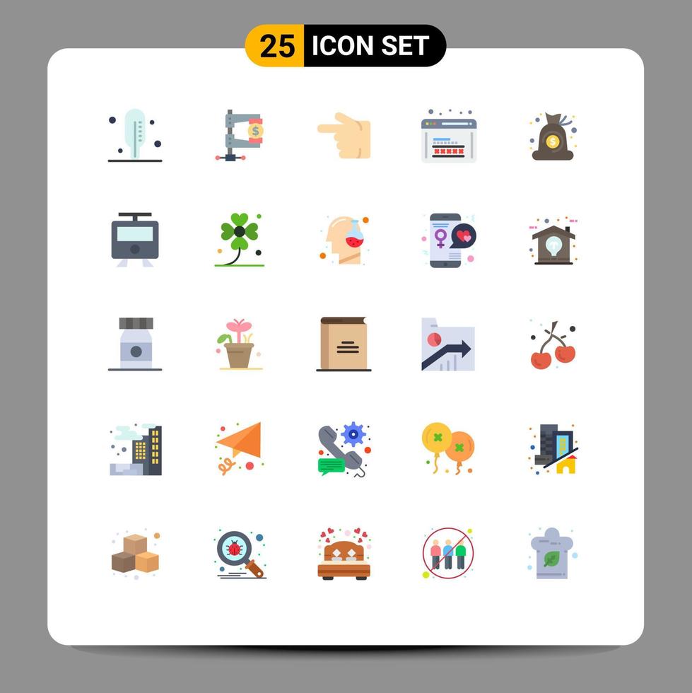 25 Creative Icons Modern Signs and Symbols of cash web security forefinger web development Editable Vector Design Elements