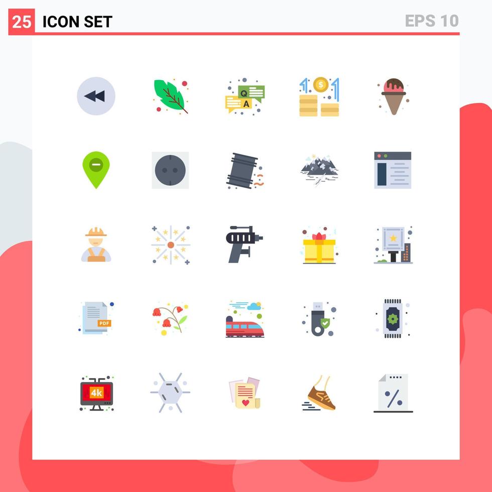 paquete de 25 signos y símbolos de colores planos modernos para medios de impresión web, como minimizar la cuestión del helado, el crecimiento del agua, los elementos de diseño vectorial editables vector