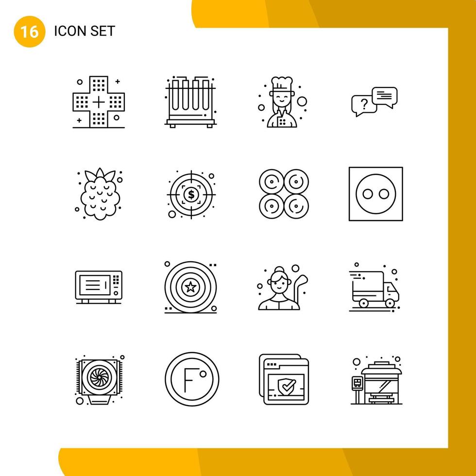 16 Icon Set Line Style Icon Pack Outline Symbols isolated on White Backgound for Responsive Website Designing vector