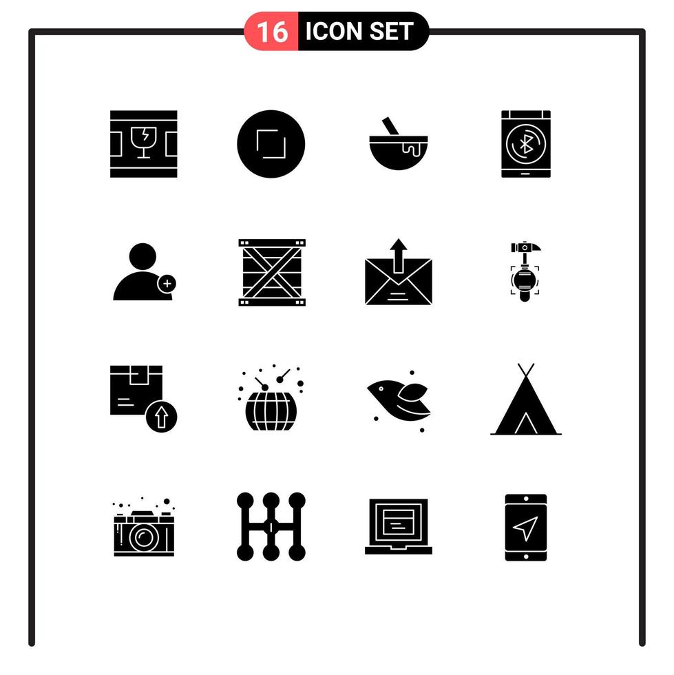 16 Creative Icons Modern Signs and Symbols of new smartphone bowl data bluetooth Editable Vector Design Elements