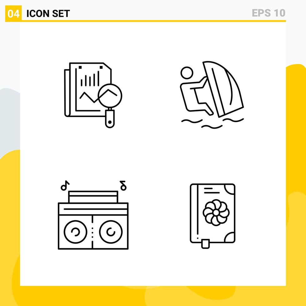 Collection of 4 Universal Line Icons Icon Set for Web and Mobile vector